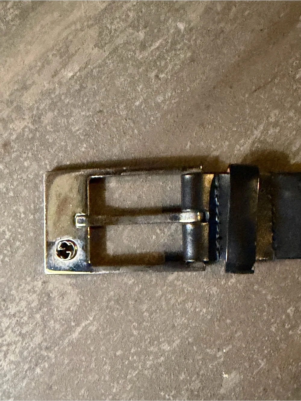 Vintage Gucci Men's Black Smooth Leather Belt Silver Rectangular Buckle Size 32
